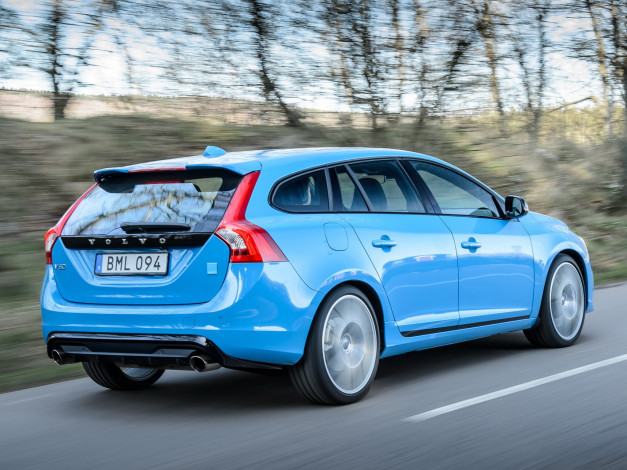Обои картинки фото автомобили, volvo, 2014г, синий, polestar, v60