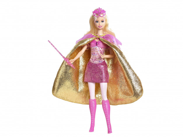 Обои картинки фото разное, игрушки, кукла, барби, фея, корона, блондинка, плащ, палочка, сапоги, наряд