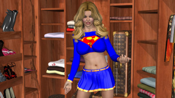 Картинка 3д+графика люди+ people супермен фон взгляд девушка