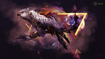 Картинка рисованное животные +птицы +орлы хищник птица треугольники фигуры геометрия ветка орел