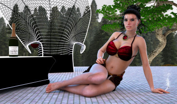 Картинка 3д+графика люди+ people девушка взгляд фон