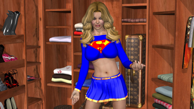 Обои картинки фото 3д графика, люди , people, супермен, фон, взгляд, девушка