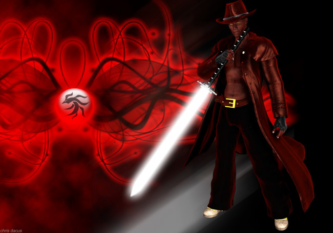 Обои картинки фото 3д графика, фантазия , fantasy, оружие, фон, взгляд, мужчина