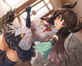 Картинка аниме shingeki+no+kyojin девушка рога