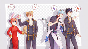 Картинка аниме gintama девушка парни