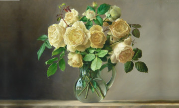 Картинка рисованное цветы картина вода букет кувшин pieter wagemans арт