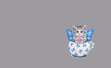 Картинка рисованное минимализм цветочек арт каёми хараи кружка котёнок детская