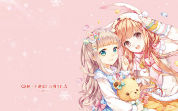 обоя аниме, mini miss, фон, взгляд, девушки