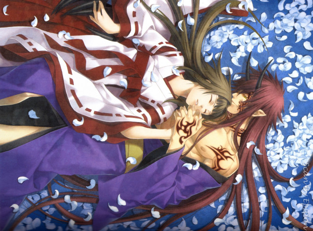 Обои картинки фото аниме, hiiro no kakera, багровые, осколки