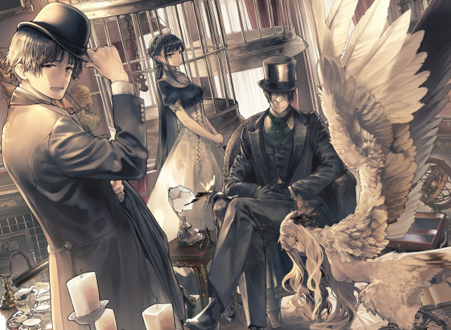 Обои картинки фото аниме, ангелы,  демоны, парни