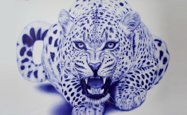 Обои картинки фото рисованное, животные, леопард, зверь, арт, eva, garrido