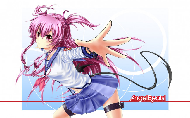 Обои картинки фото аниме, angel beats, фон, взгляд, девушка