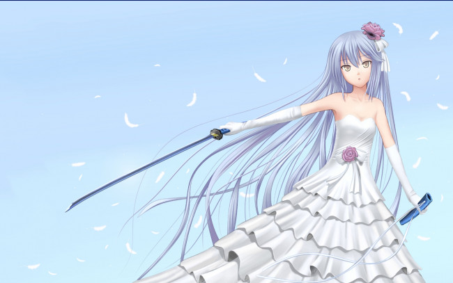 Обои картинки фото аниме, angel beats, взгляд, девушка, фон