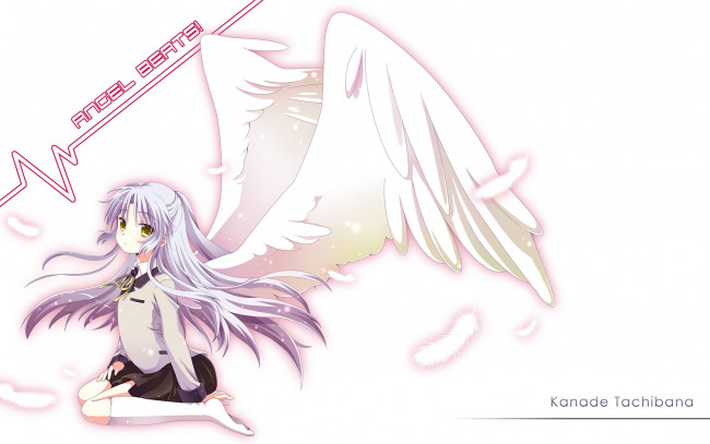 Обои картинки фото аниме, angel beats, взгляд, фон, девушка