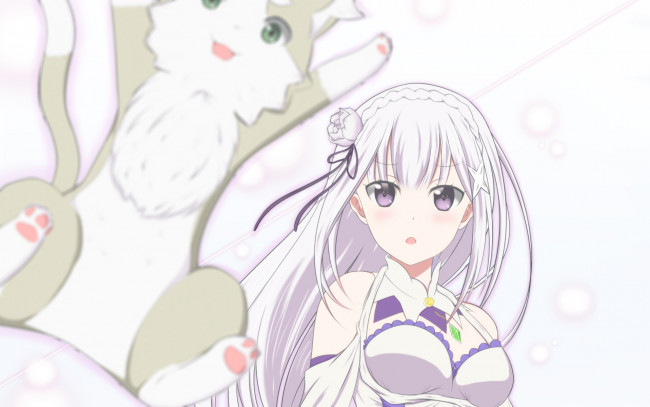 Обои картинки фото аниме, re,  zero kara hajimeru isekai seikatsu, фон, взгляд, девушка