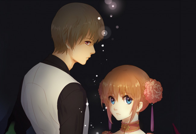 Обои картинки фото аниме, gintama, девушка, парень