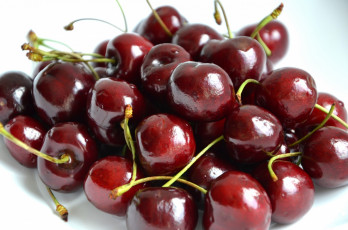Картинка еда вишня +черешня белый фон