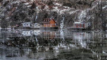 Картинка города -+пейзажи горы снег дома лед водоем