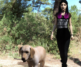 Картинка 3д+графика люди+и+животные+ people+and+animals девушка взгляд фон