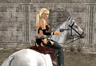 обоя 3д графика, люди и животные , people and animals, девушка, взгляд, фон, лошадь