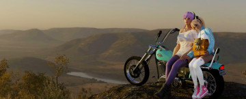 Картинка 3д+графика люди-авто мото+ people-+car+ +moto девушки взгляд фон