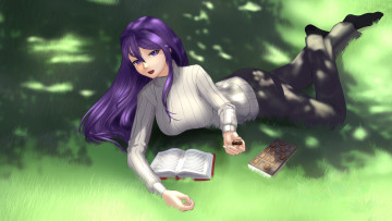 Картинка аниме unknown +другое+ конфеты взгляд фон книга девушка