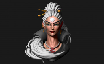 Картинка 3д+графика портрет+ portraits giirl statue head art
