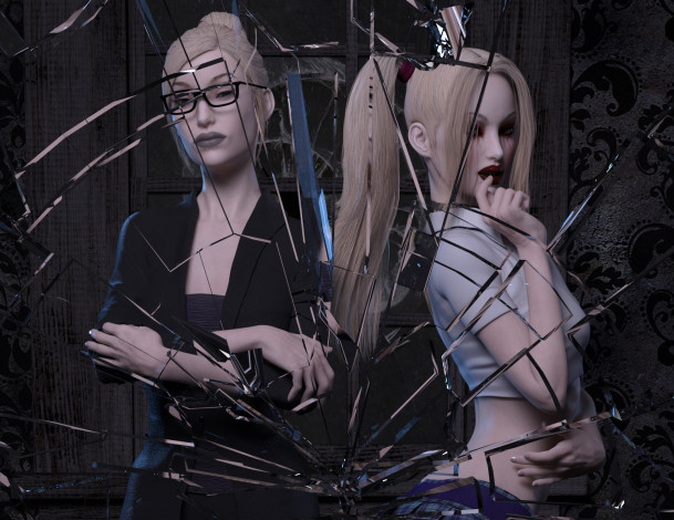 Обои картинки фото 3д графика, люди , people, девушки, взгляд, фон