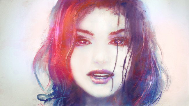 Обои картинки фото рисованное, люди, взгляд, девушка, фон