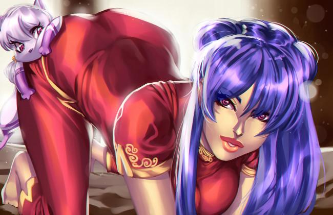 Обои картинки фото аниме, unknown,  другое , собачка, взгляд, фон, девушка