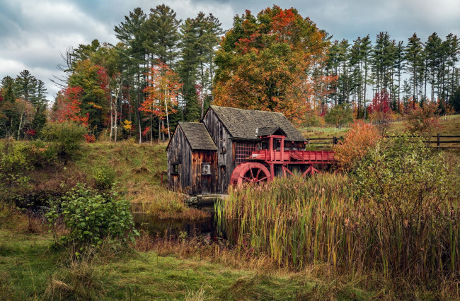 Обои картинки фото разное, мельницы, мельница, домик, природа, водяная
