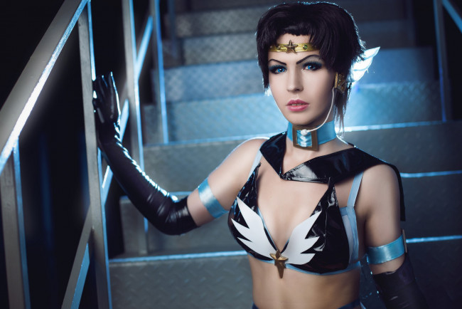 Обои картинки фото разное, cosplay , косплей, девушка, фон, взгляд, униформа