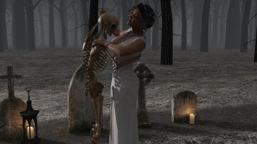 Картинка 3д+графика ужас+ horror взгляд фон девушка