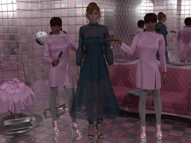 Обои картинки фото 3д графика, люди , people, девушки, фон, взгляд