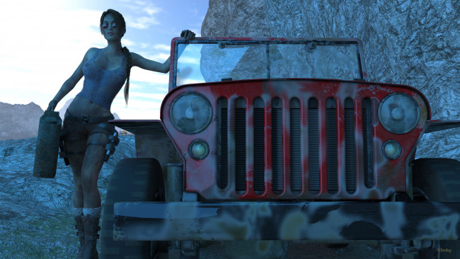 Обои картинки фото 3д графика, люди-авто, мото , people- car ,  moto, фон, взгляд, девушка