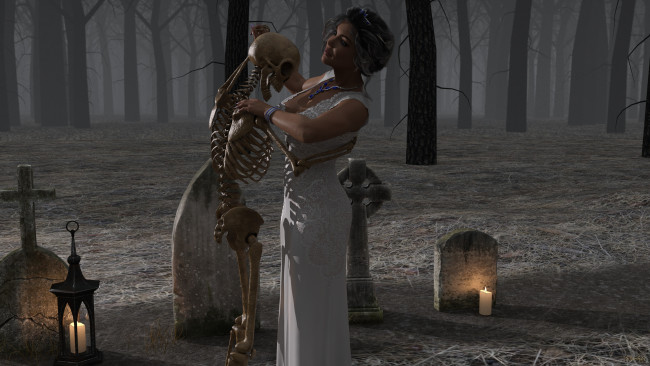 Обои картинки фото 3д графика, ужас , horror, взгляд, фон, девушка