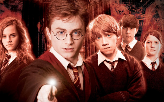 Обои картинки фото кино фильмы, harry potter and the order of the phoenix, невилл, лонгботтом, уизли, рон, джинни, гарри, поттер, гермиона, грейнджер