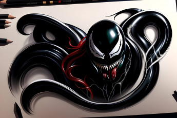 Картинка рисованное комиксы нейросети графика нейроарт ai art нейронные сети рисунки нейро искусство venom веном