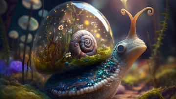 Картинка фэнтези существа нейросети графика нейроарт ai art нейронные сети рисунки нейро искусство улитка