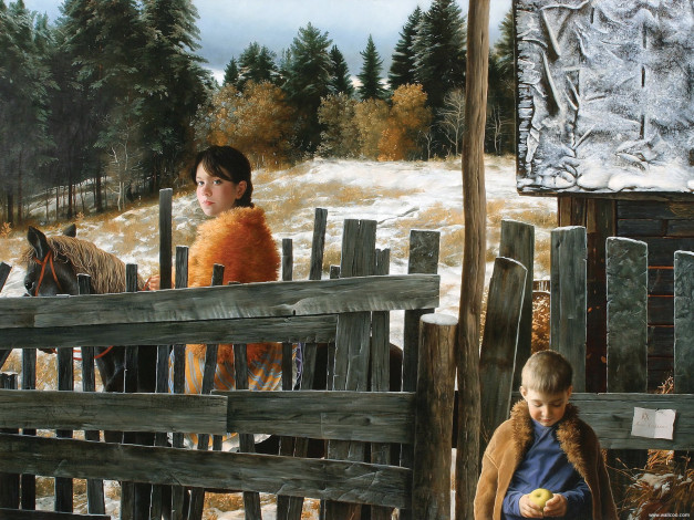 Обои картинки фото arsen, kurbanov, apple, for, sister, рисованные, арсен, курбанов