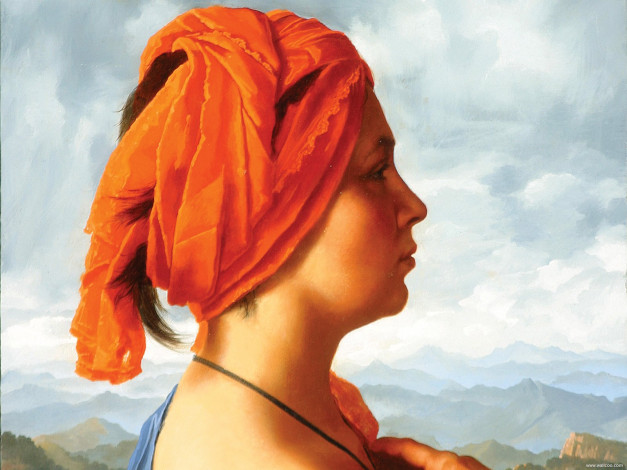 Обои картинки фото arsen, kurbanov, orange, turban, detail, рисованные, арсен, курбанов