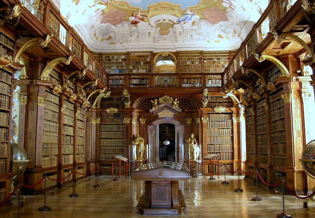 Обои картинки фото интерьер, кабинет, библиотека, офис, роспись, книги, стеллажи