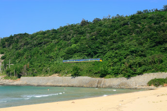 Картинка техника поезда вода песок лес