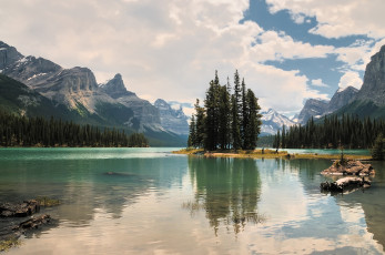 Картинка jasper national park canada природа реки озера канада национальный парк джаспер остров духов озеро малайн maligne lake