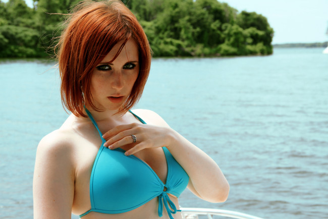 Обои картинки фото Stephanie van Rijn, девушки, , , , рыжая, взгляд, купальник