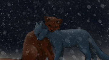 Картинка рисованные животные +коты пара звери нежность