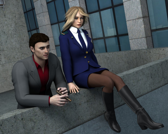 Обои картинки фото she-wolf, 3д графика, фантазия , fantasy, девушка, мужчина