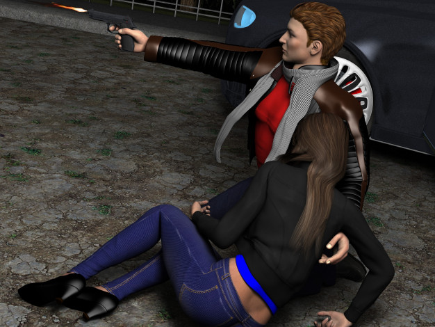 Обои картинки фото she-wolf, 3д графика, фантазия , fantasy, выстрел