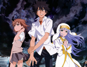 Картинка аниме toaru+majutsu+no+index девушки парень