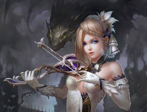 Картинка фэнтези красавицы+и+чудовища скрипка девушка дракон